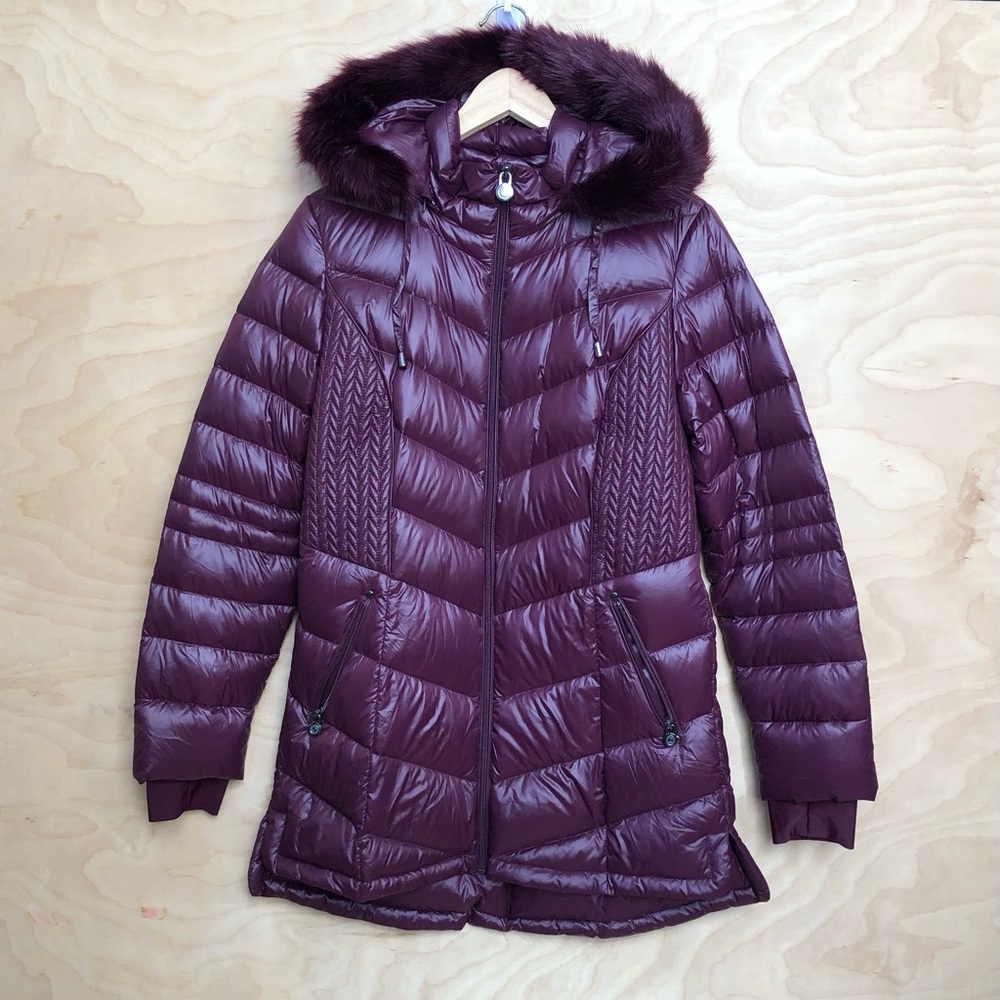 Curations Caravan Down Jacket Marrón Faux Fur Hood Outwear Women Sz M